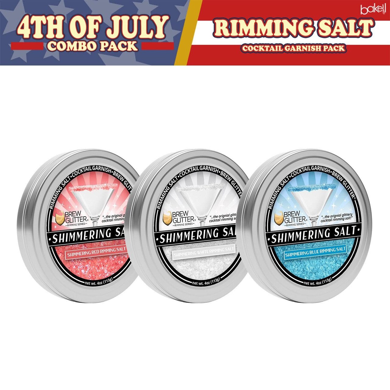 4th of July Freedom Shimmering Cocktail Rimming Salt Combo Pack (3 PC SET)